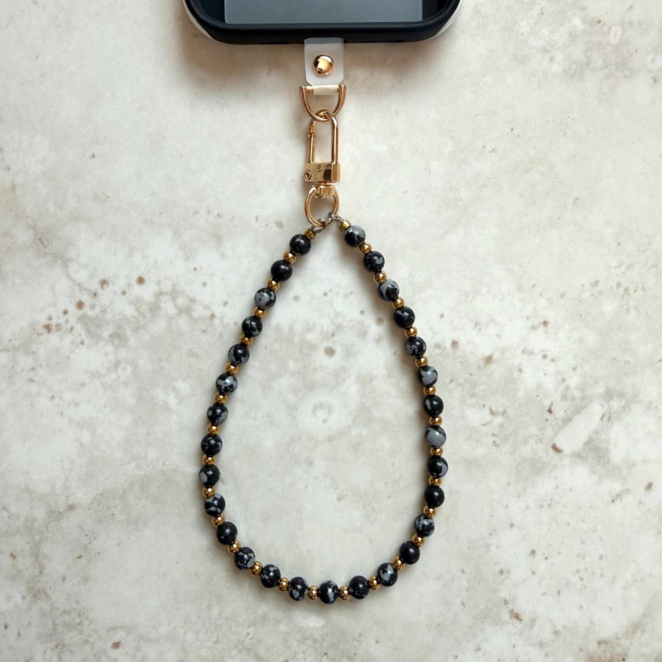 Natural Stone Beaded Phone Strap with Insert - Universal Fit