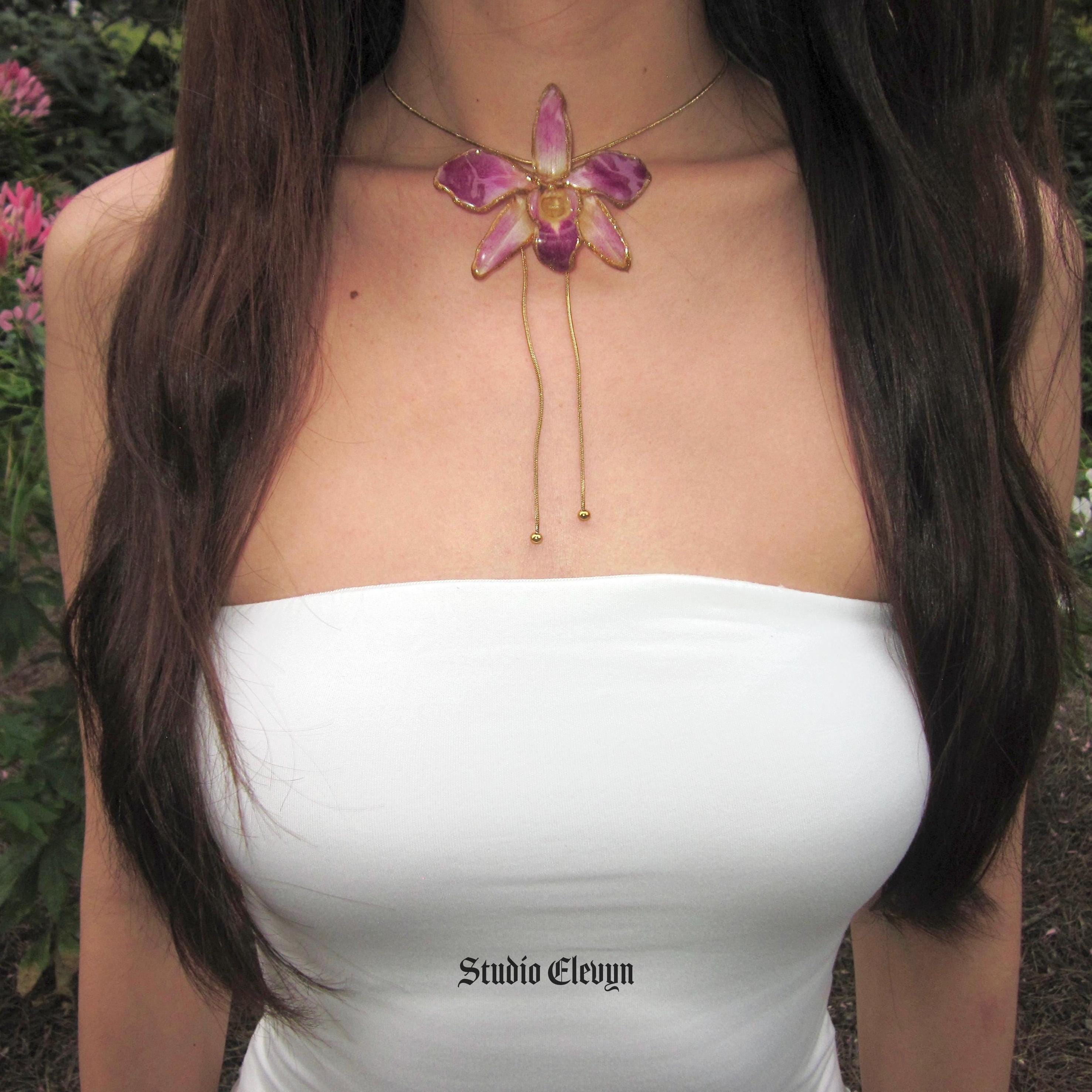 Real Purple Orchid Necklace
