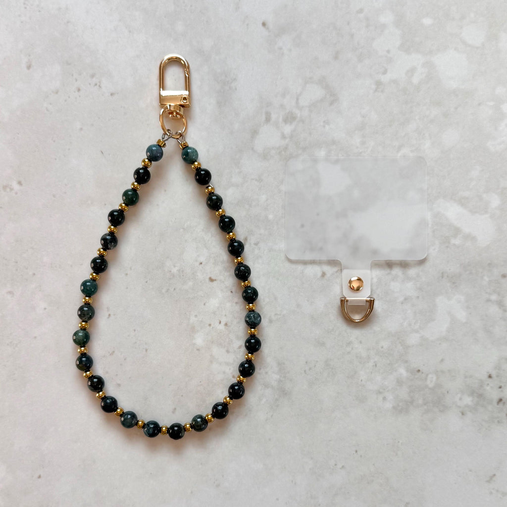 Natural Stone Beaded Phone Strap with Insert - Universal Fit