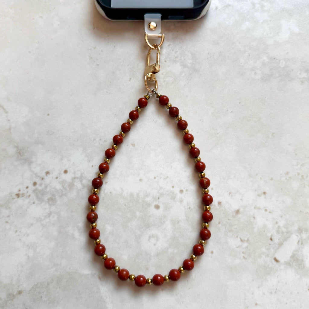 Natural Stone Beaded Phone Strap with Insert - Universal Fit