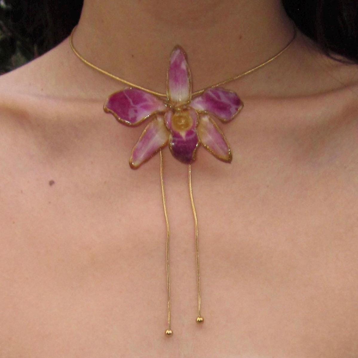 Real Purple Orchid Necklace
