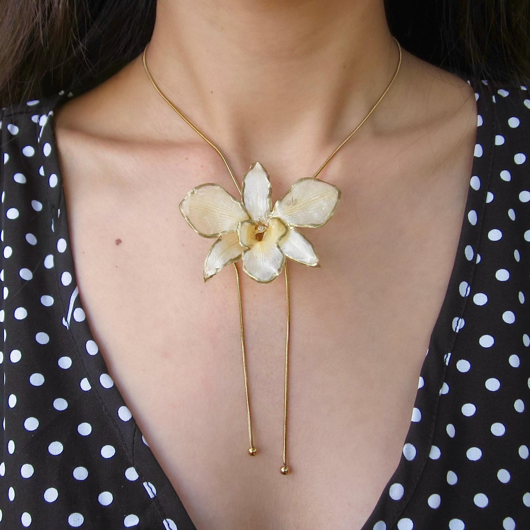 Real White Orchid Necklace