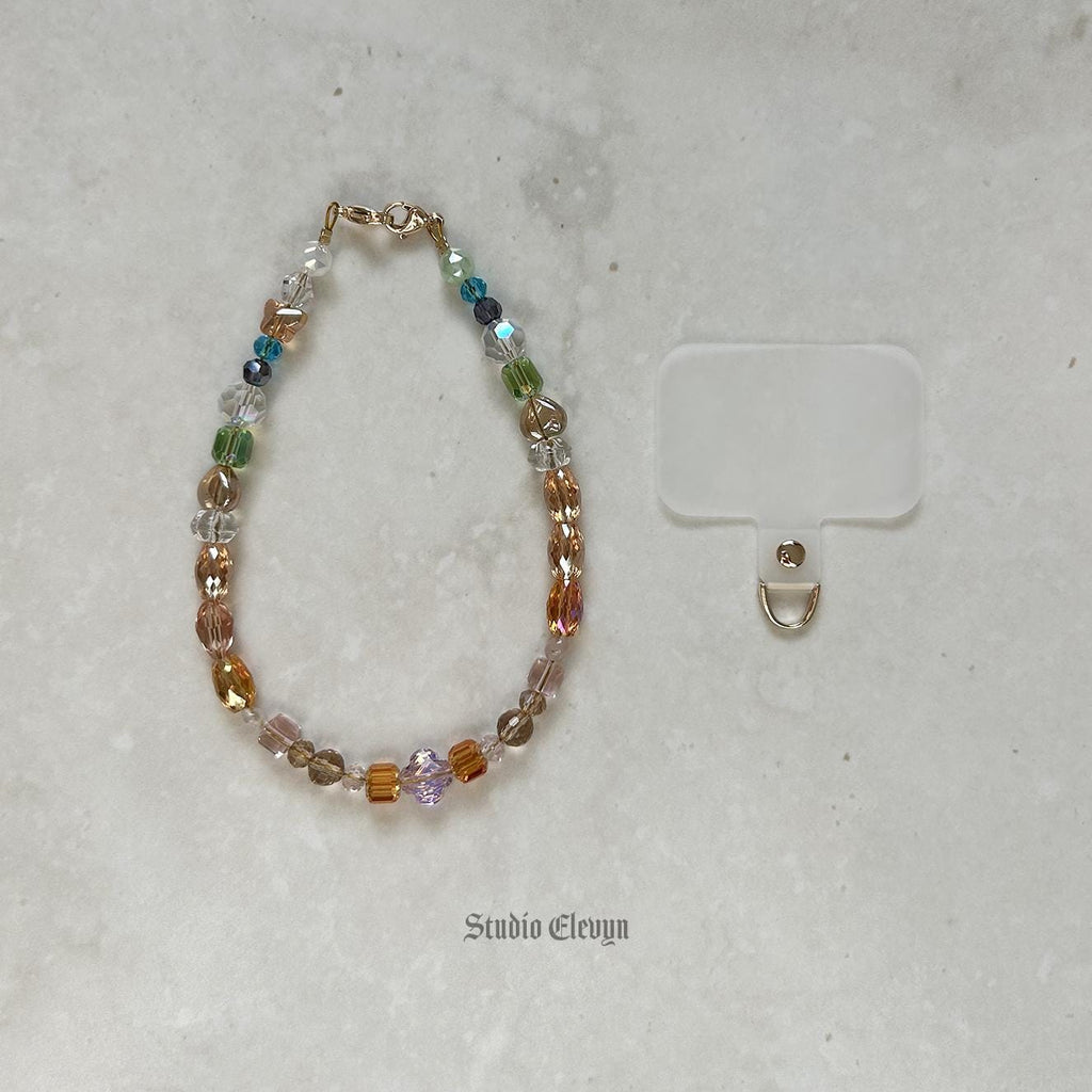 Crystal | Sparkly Beaded Phone Wristlet with Strap Holder Insert. Universal Fit