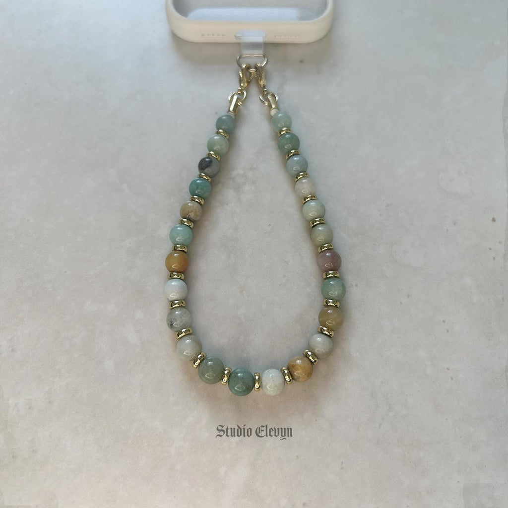 Jade | Natural Stone Beaded Phone Strap with Insert - Universal Fit